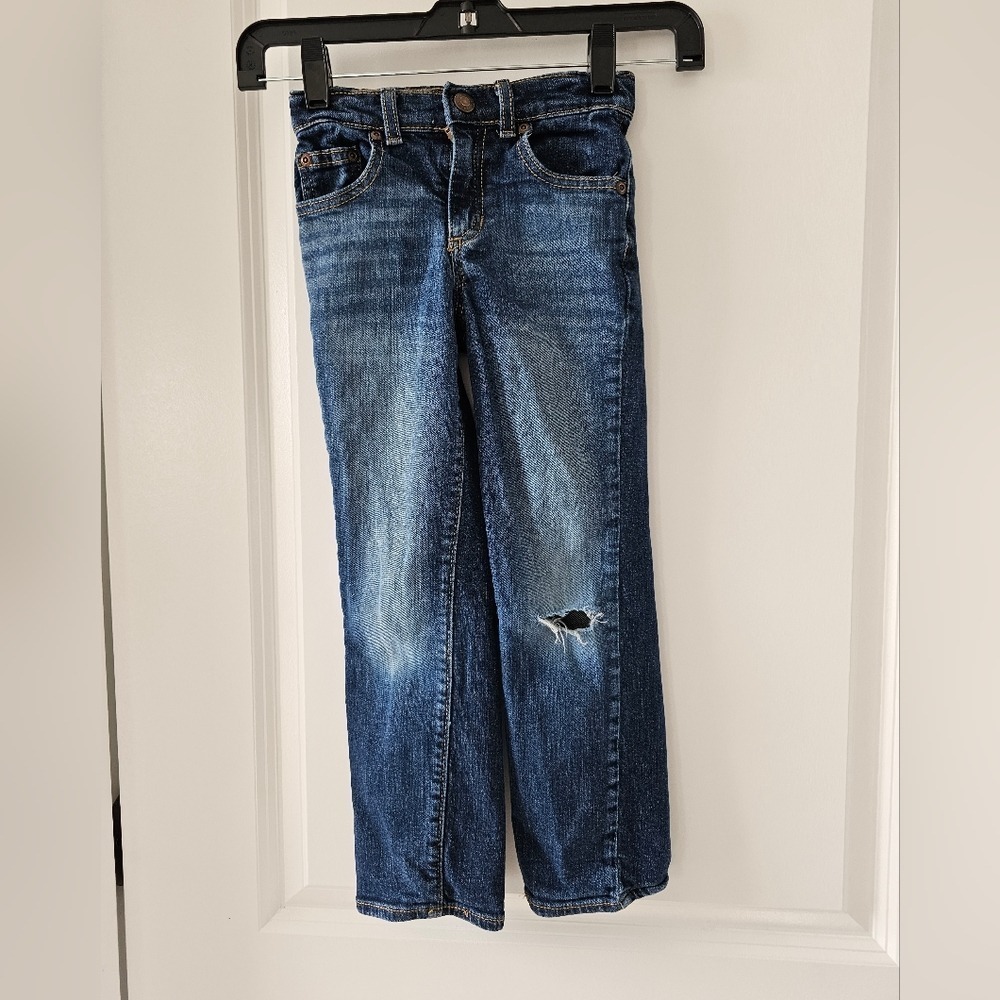 Sonoma Relaxed Slim Fit Distressed Blue Denim Jeans Kids Size 6 Adjustable Waist